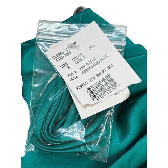 NWT Davids Bridal Womens Jade Black Flower Dress Satin Formal Wedding Size 2 - Picture 3 of 6